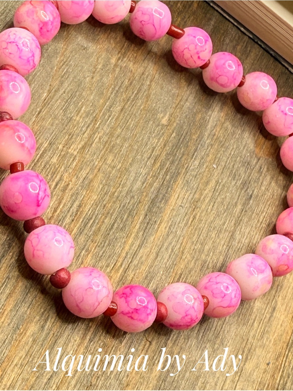 AGATE + QUARTZ Hot Pink Multi-Strand Beaded Bracelet Set with Pegasus Charm - Picture 5 of 9